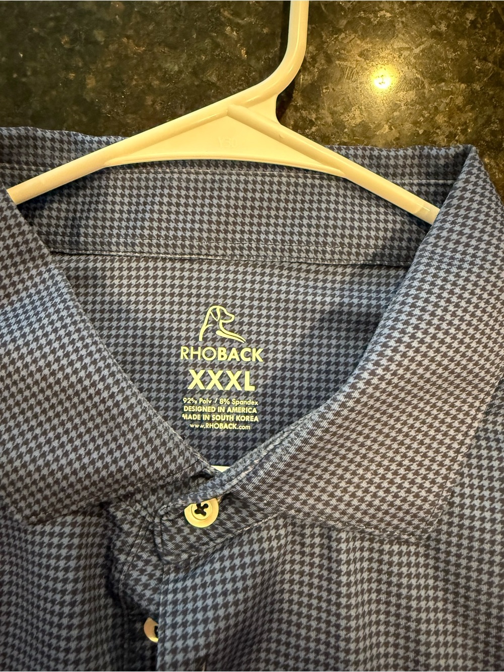Rhoback Men's Blue Micro-Check Performance Polo - Picture 3 of 3